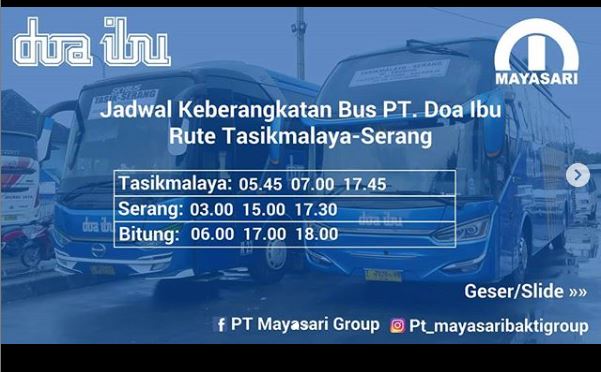 Jadwal Dan Tarif Bis Dari TASIKMALAYA Ke SERANG