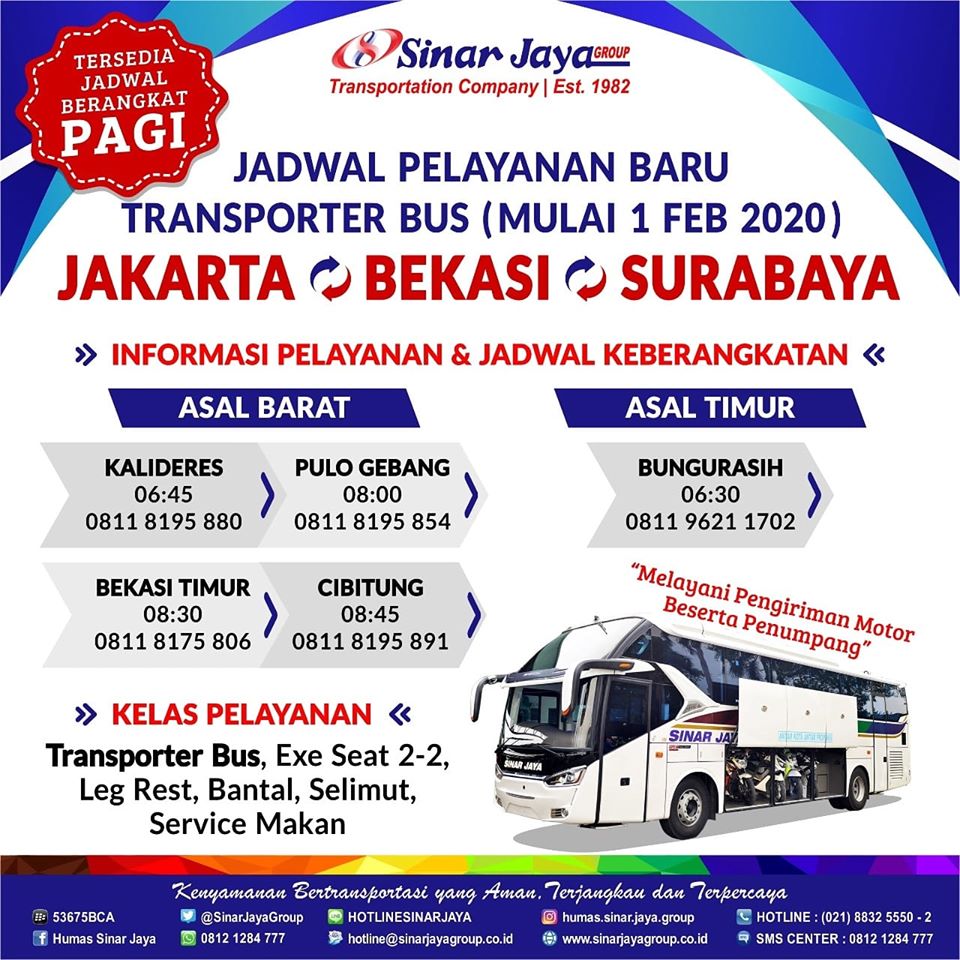 Jadwal dan Tarif Bus dari Surabaya ke Jakarta
